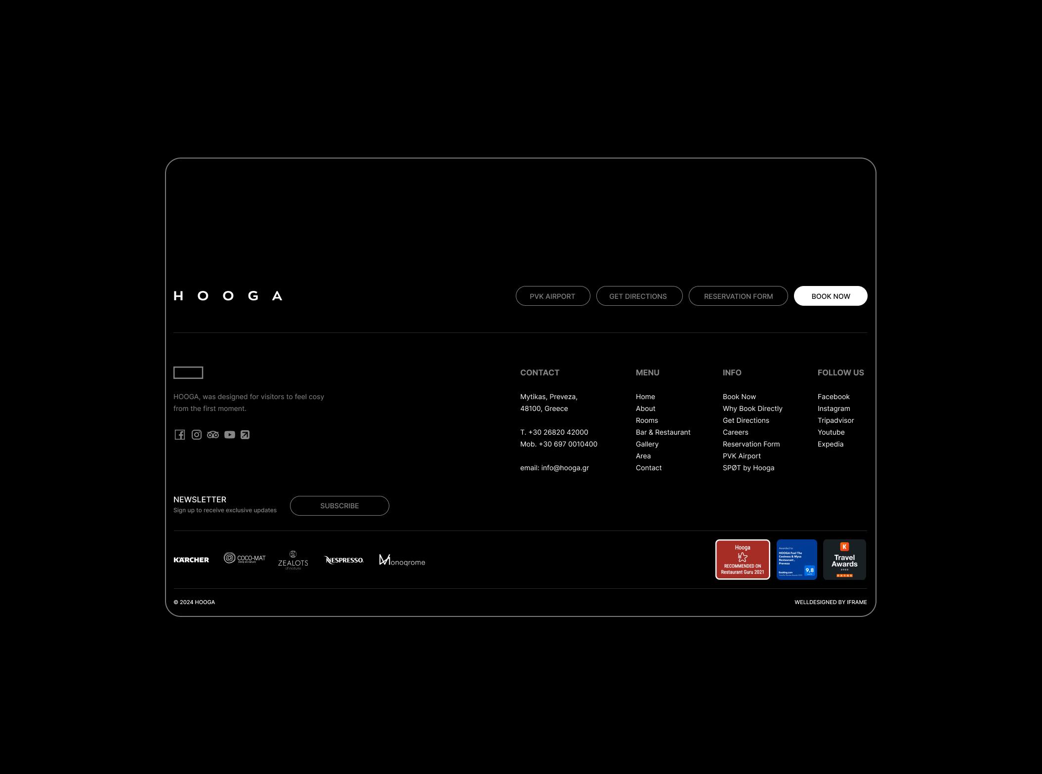 hooga website footer element