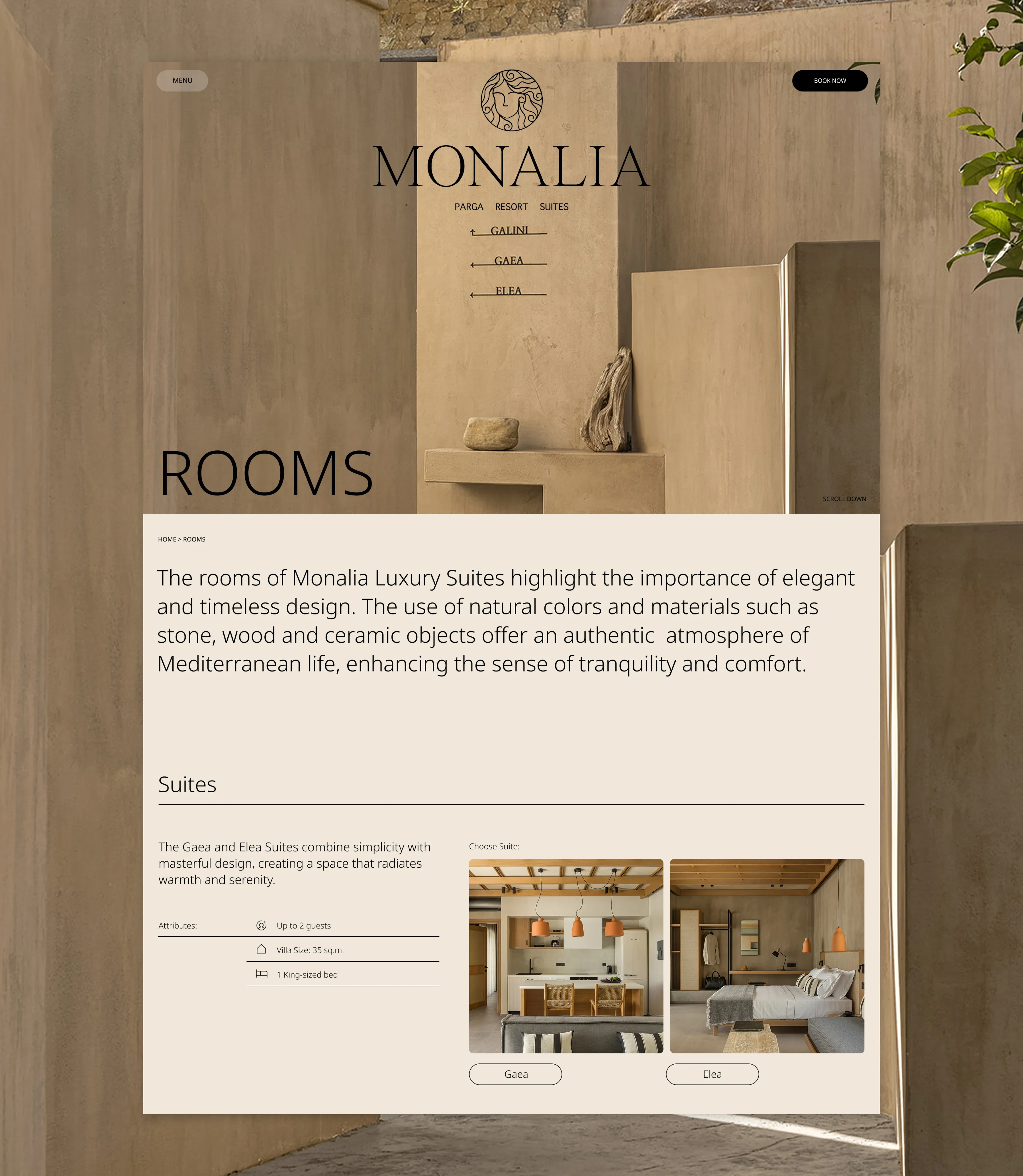 monalia website parga rooms page