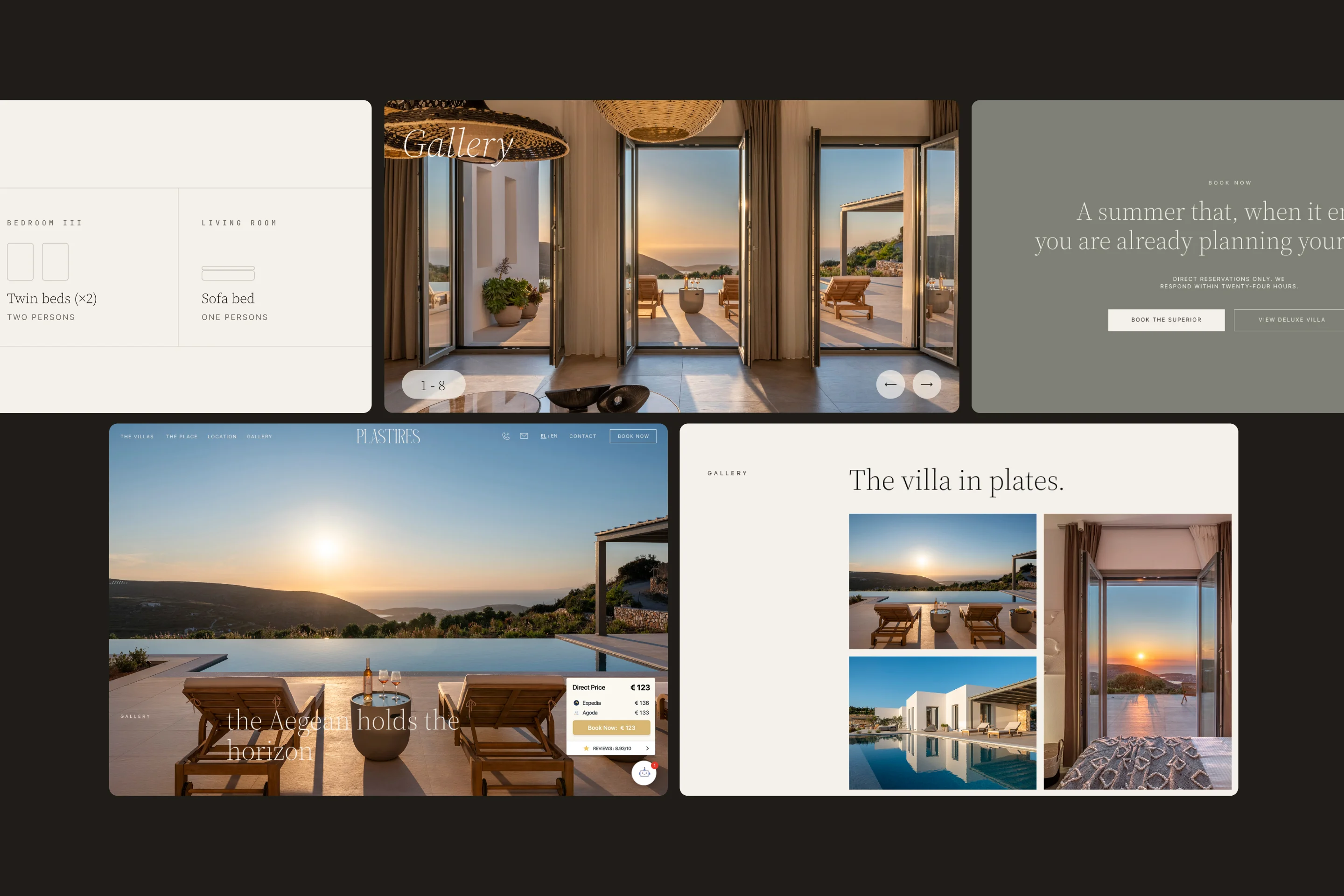 website design screens for hotel